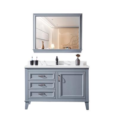 China Hot Selling Waterproof North America Style Single Sink Vanity Floor Standing Modern Wooden Bathroom Vanity for sale