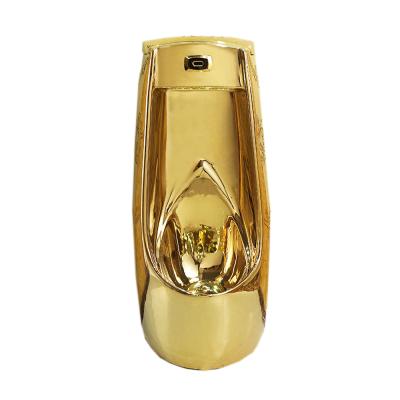 China Luxury Gold Sanitary Ware Urinal Sensor Ceramic Automatic Floor Male Urinal Flushing Gold Urinal With Sensor for sale