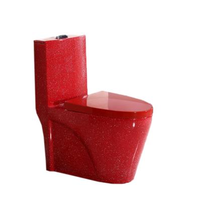 China Modern Colorful Sanitary Ware Ceramic Double-Flow One-Piece Wc WC Red Toilet With Siphoinc Flush for sale