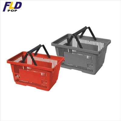 China Hot Selling Handle Supermarket Grocery Shopping Basket Supermarket Plastic Shopping Basket for sale