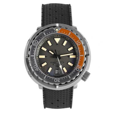 China Titanium Case 44MM Gray Dial Retro Luminous NH35A Sapphire Ceramic Bezel 200BarWaterproof Automatic Mechanical Rubber Watch for sale