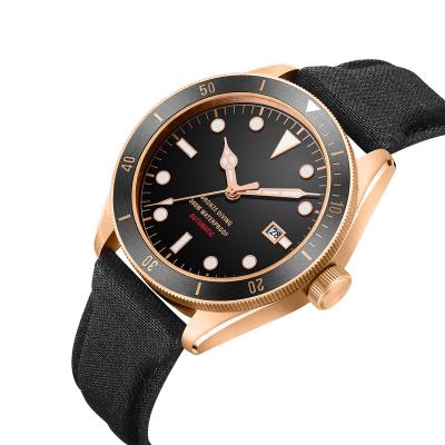 China Sapphire Mechanical Genuine Strap Super Luminous 30bar Water Resistant 30bar Vintage Watch Bronze Bezel Dive Watch for sale