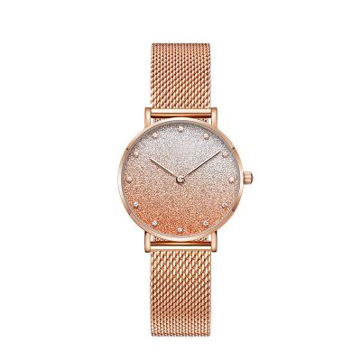 China Water Resistant Gradient Stary Sky Crystal Dial Milan Mesh Wrist Watches Lady Quality Luxury Minimalist Rome Rose Gold Watch For Women for sale