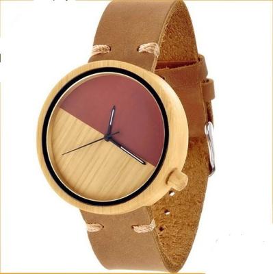 China Fashion Leather Band Wooden Case Blank Non-Specific Wood Watch for sale