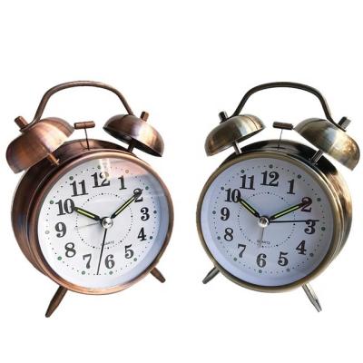 China Pretty cute high quality antique style quartz movement elderly round bronze alarm clock for sale