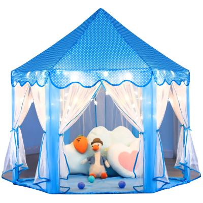 China Sports Toy Blue Kids Tent with Star Lights Girls Toy Playhouse Princess Castle Kids Small Play Tent for sale