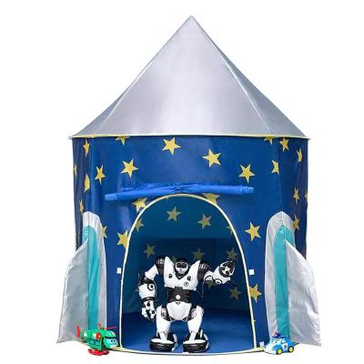 China Inflatable Toy Foldable Pop Up Blue Star Space Themed Pretend Play House Spaceship Tent For Kids for sale