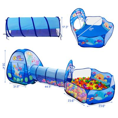 China Soft Ball Pit Tent Kids Toy 3 Pcs Kids Tunnel For Toddlers Jump Up Play Tunnel Tent For Babies Toys For Children for sale