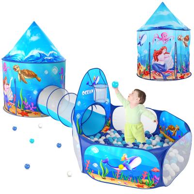 China Soft Ball Pit Tent Kids Toy 3 Pcs Kids Tunnel For Toddlers Jump Up Play Tunnel Tent For Babies Toys For Children for sale