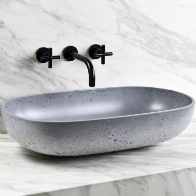 China Durable Sanitary Ware High Quality European Standard Basin Table Black Hand Wash Bathroom Ceramic Marble Sink for sale