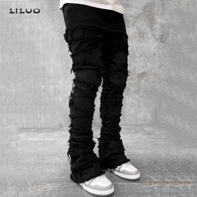 China Men Breathable Jeans Stretchy Skinny Zippers Destroyed Patchwork Jeans Gothic Style Fashion Denim Pants Casual Streetwear Biker Jeans for sale