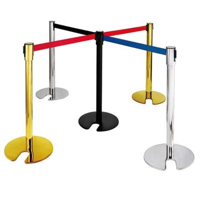 China Multi-application Crowd Control Stand Price Stainless Steel Belt Barrier Cheap Black Retractable Post For Crowd Control for sale