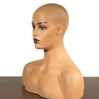 China PVC Faceless Different Bust Skin Color Female Wig Display Head Mannequin With Shoulder for sale