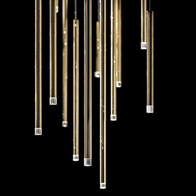 China 2022 Custom Modern Cylindrical Cafe Bar Cafe Hotel Lobby Multicolor Etching Ceiling Mounted Long Ceiling Mounted Hanging LED Tube Chandelier for sale