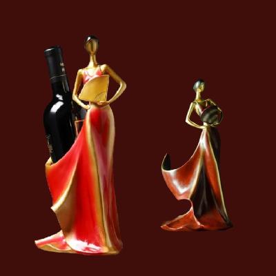 China 2021 Nordic Eco-friendly Wine Rack Hotel Bar Wine Rack Wine Cabinet Decoration Beauty Girl Simple Resin Wine Rack for sale