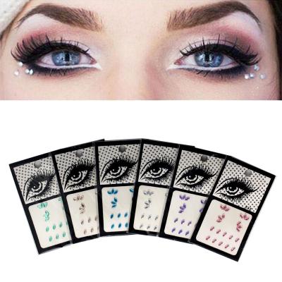 China Temporary Vanish Part Colorful Rhinestone Face Eyebrow Forehead Jewelry Tattoo Temporary Body Stickers Crystal Star Heart Tears Resin Stickers for sale