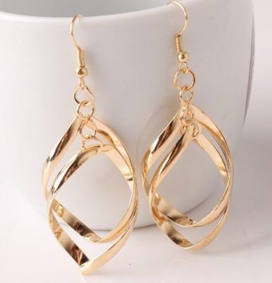 China Fashion Double Layer Korean Classic Style Twisted Bling Rhombus Alloy Earring for sale