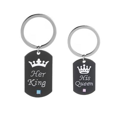 China Fashion Go Party Birthday Gift Valentine's Day Lovers Key Chain Her Queen Her King Couple Keychains for sale