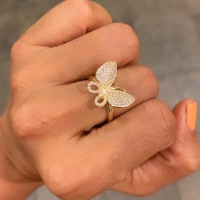 China Fashion Go Party 2021 Women Fashion Finger Rings Rhinestone Butterfly Ring for sale