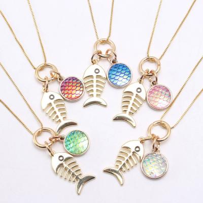 China Fashion Go Party 2021 Girls Kids Jewerly Fish Necklace Mermaid Pendant Necklace for sale