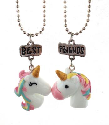 China Cute Unicorn Charm 2pcs Best Friends Necklace Best Friends Forever Charm Unicorn Necklace for sale