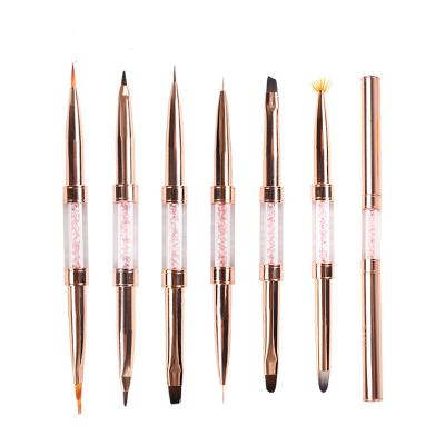 China Beauty Care Makeup Tools Custom Logo Professional Liner Tools Nail Art Extension Gel Brush Double-Ended Brush Set Nail Dotting Pen for sale