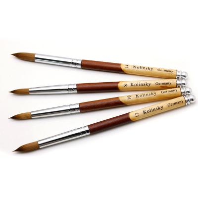 China NAIL Newest Arrival Red Wood Handle Nails Brush Pure Kolinsky Nail Art Brushes Kolinsky Pencil Nail Brush for sale