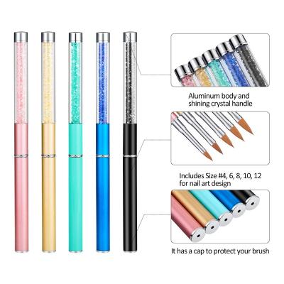 China Beauty Care Make Tools China 2022 Hot Sale Custom 5 Color Rhinestone Flexible Acrylic Handle Nail Brush For Girls for sale