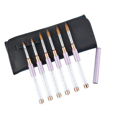 China Beauty care make tools 2022 new metal drill rod hair kolinsky manicure crystal pen nail shop with tool brush powder stick drill brush for sale