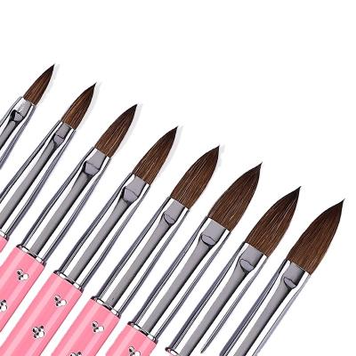 China Beauty Care Make Tools Pink Nail Brush Kolinsky Private Label Metal Handle Acrylic Nail Brushes for sale