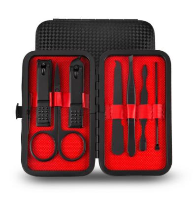 China Professional Nail Tools Customizable LOGO Leather Bag Red Black Nail Scissors 18pcs Set Nail Tools for sale