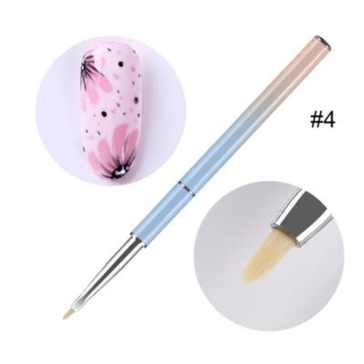 China NAIL 2022 Newest Nails Tool Flat Round Nail Art Brushes Set Coating Metal Handle From China for sale