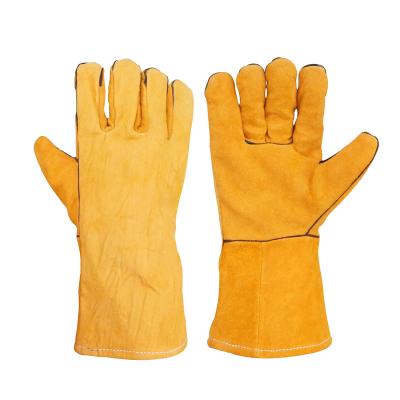 China Durable Durable Double-Layer Long Fleece Lining Wear-Resistant Heat Insulation Work Protection Welding Welding Gloves for sale