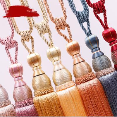 China 2021 Wholesale Living Room Luxury Multicolor Decorative Cotton Long Soft Hand Feeling China Curtain Tiebacks Tassels Fringe With 77cm Length for sale