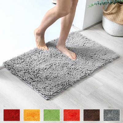 China Sustainable Hot Selling Microfiber Bath Mat Non Slip Chenille Bathroom Rug Non Slip Absorbent Shaggy Carpet for sale