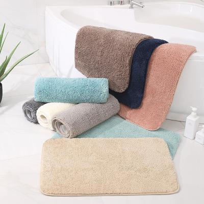 China Sustainable Bathroom Soft Comfort Non Slip Anti Skid Mat Soft Shaggy Washable Comfy Bath Mats Absorbent Water Microfiber For Shower for sale