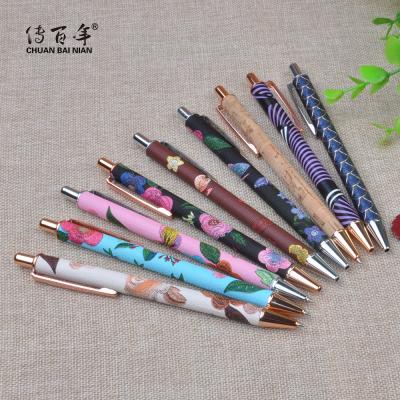 China Pen High Quality Custom PU Metal Promotional Leather Coated Ballpoint Pen With Gold Clip for sale