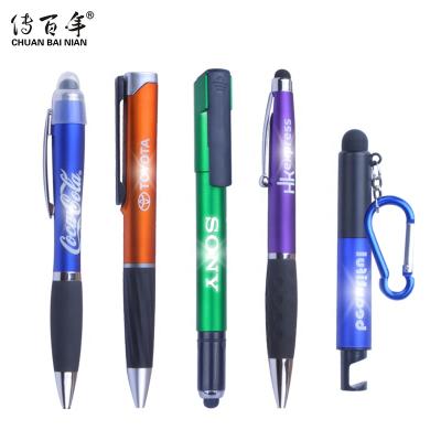 China High Quality Promotional Gift LED Light Plastic Multifunctional Ball Pen with Laser Logo for sale