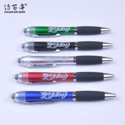 China Pen High Quality Promotional 3 in 1 Multifunctional Promotional Led Light Up Stylus Pen With Laser Logo for sale