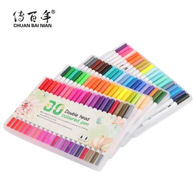 China Hot Sales Coloring 100 Unique Colors Dual Fine Brush Art Marker Pen Watercolor Tip Set For Student for sale