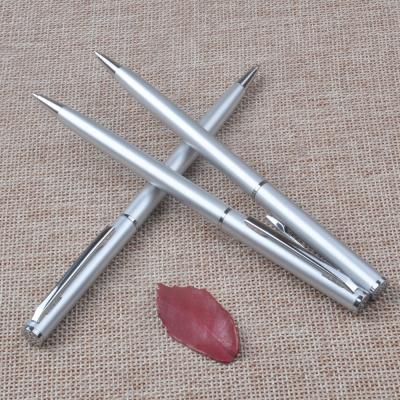 China Promotional Pen High Quality Thin Silver Stainless Steel Ballpoint Pen For Gift for sale