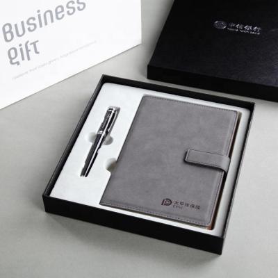 China High Quality Luxury Customized Hardcover Book Gift Set A5 Size PU Leather Planner Notebook With Metal Pen for sale