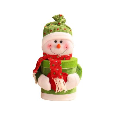 China Viable Factory Wholesale Custom Party Decoration Snowman Christmas Velvet Fabric Candy Jar for sale