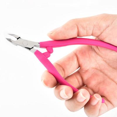 China Easy To Use Manicure Tool Silicone Handle Dead Skin Remover Stainless Steel Cuticle Nippers for sale