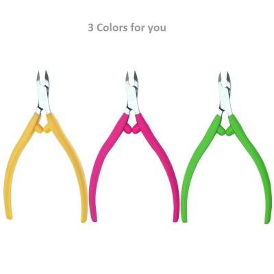 China Easy to Use Nail Art Cuticle Clippers Stainless Steel Silicone Handle Cuticle Nippers for sale