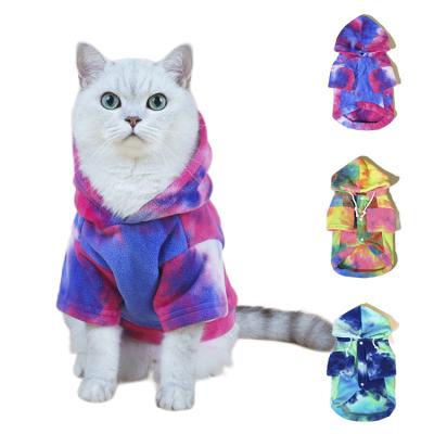 China Sustainable Designer Clothes Pet Tie-Dye Fashion Thick Winter Coat With Hat Pet Clothes Hoodies Clothes Pet for sale