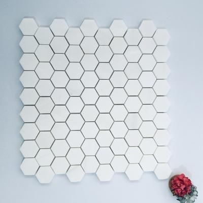 China Polished Contemporary White Dolomite Marble Wall Mosaic Hexagon Marble Tile for sale