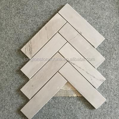 China Parquet Gray Color Art Chevron Parquet Flooring Herringbone Mosaic Tiles for sale