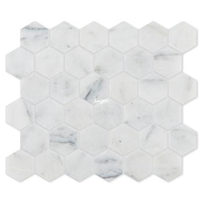 China CLASSIC Honed Indoor Marble Floor Wall Hexagon Calacatta White Marble Tile Mosaic Tiles for sale