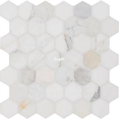 China Hot Sale Parquet Italy Polished Calacatta Gold Hexagon Marble Slab Mosaic Mural Marble Wall for sale